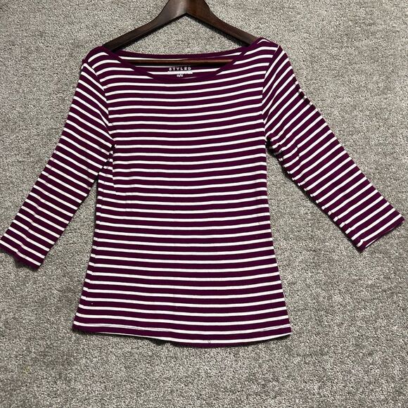 Simply Styled Tops - Simply Styled Woman’s Boat Neck 3/4 Sleeve Tee Shirt Blouse Size Medium